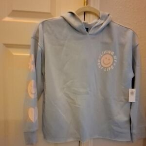 Old Navy Light Blue Hoodie with Pink Graphics